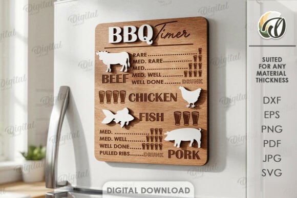 3D BBQ Timer Magnet Laser Cut