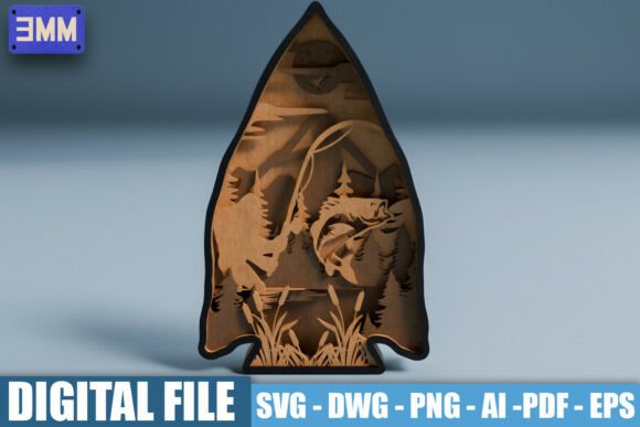 3D Fishing Arrowhead Laser Cut File
