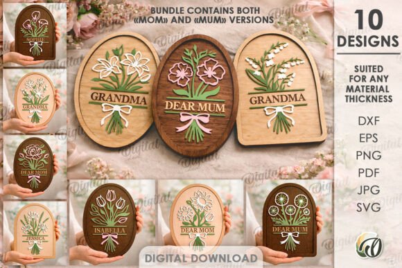3D Flower Decors Bundle Laser Cut