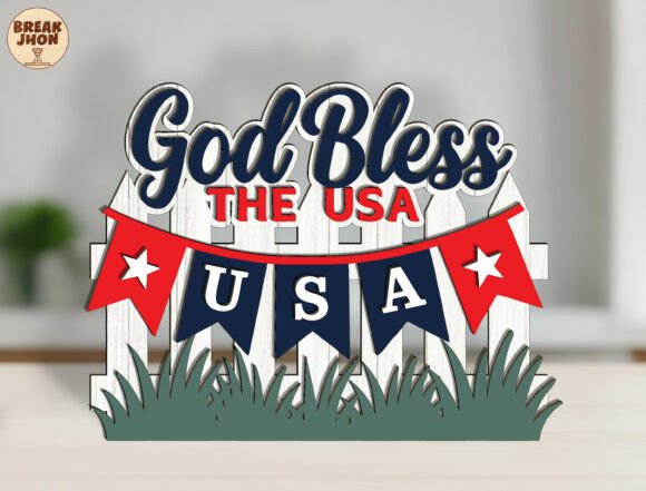 3D Layered Patriotic Sign Laser Cut File: A Creative Way to Show American Pride