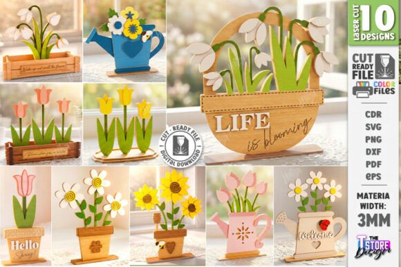 3D Spring Flower Laser Cut Bundle for Creative Projects and Home Decor