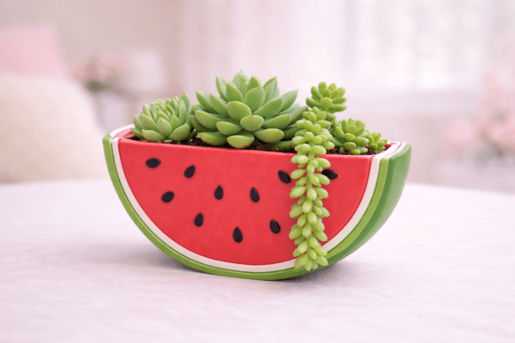 3D Watermelon Planter STL 083: A Playful Addition to Modern Living Spaces