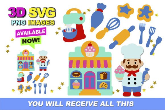 Cake Shop 3D SVG and Clipart for Creative Projects