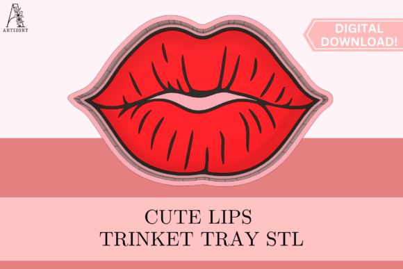 Cute Lips Trinket Tray STL 3D Print