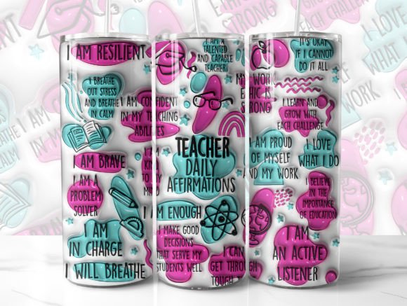 Elevating Educator Gifts with Teacher Daily Affirmations 3D Tumbler Designs