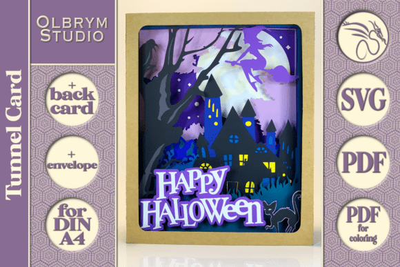 Haunted House Tunnel Card 3D SVG