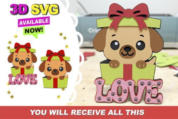 Love Puppy 3D SVG