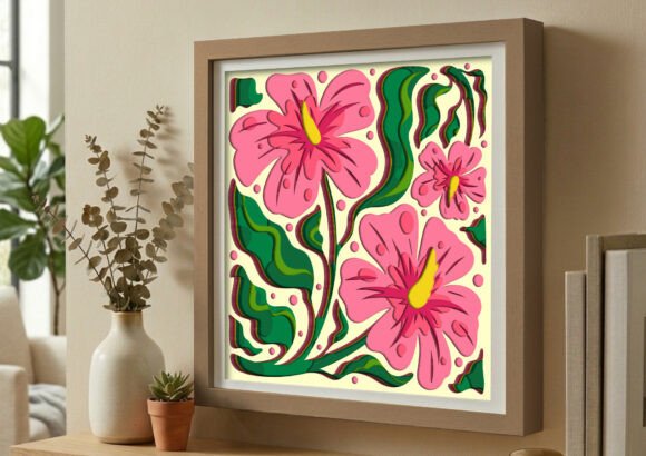 Tropical Pink Hibiscus 3D Shadow Box SVG: A Vibrant Addition to Creative Projects