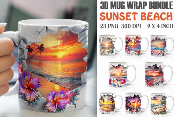Unlocking Creative Potential with the Sunset Beach 3D Mug Wrap Bundle