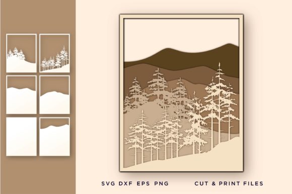 Wall Art 3D Pine Tree Mountain