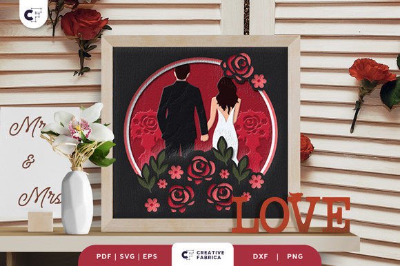 Wedding Portrait 3D Shadow Box Paper Cut