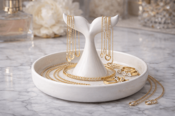Whale Tail Jewelry Holder with Tray STL for 3D Print
